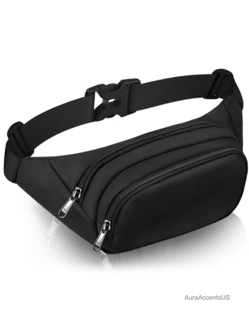 Large Waterproof Fanny Pack Waist Bag 3 Zipper Pockets Crossbody Travel Running